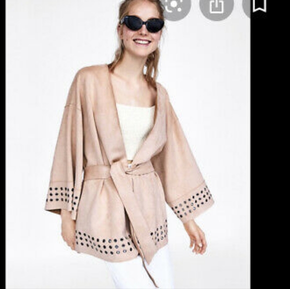 Zara Kimono Faux Suede Jacket - Picture 2 of 5